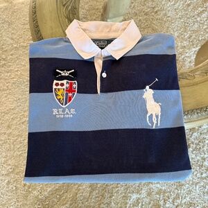 Polo Ralph Lauren Men's Custom Fit Striped Polo Shirt Large Hatteras Blue